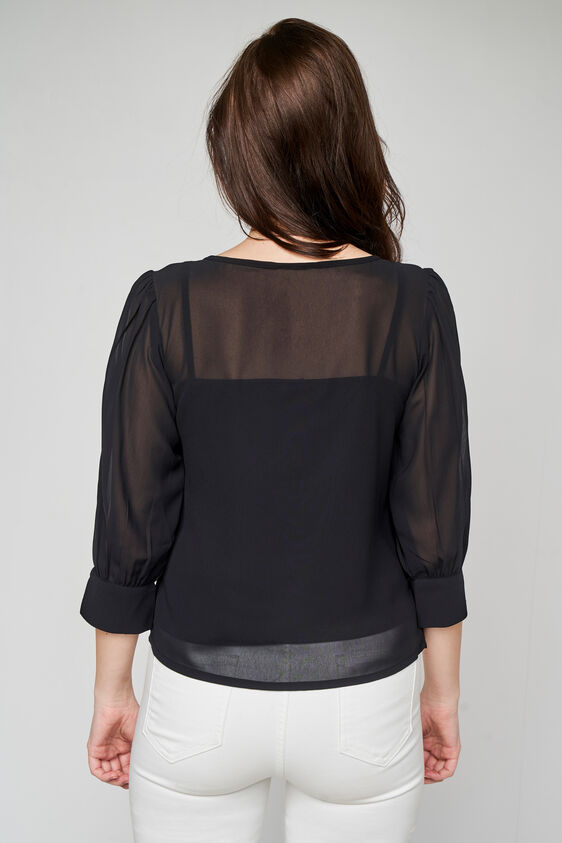 Black Formal Straight Top, Black, image 5
